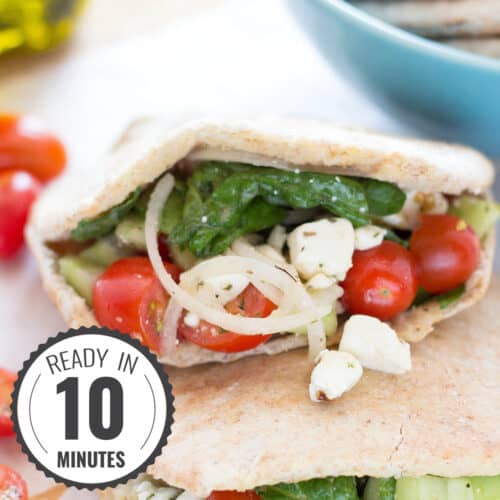 Two Greek pitas with a time stamp in the bottom left hand corner | Hurry The Food Up