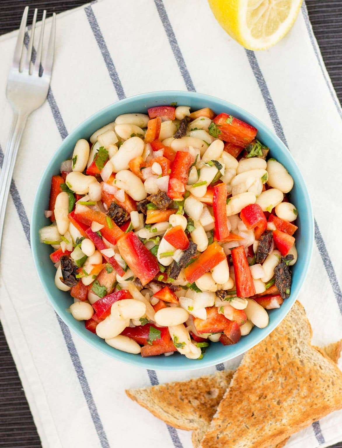 High Protein White Bean Salad Ready in 10 Mins and Vegan!