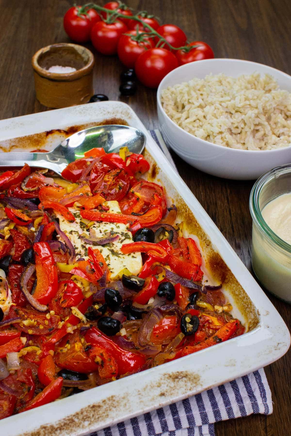 Oven-melted Feta and Veggie Bake Recipe 