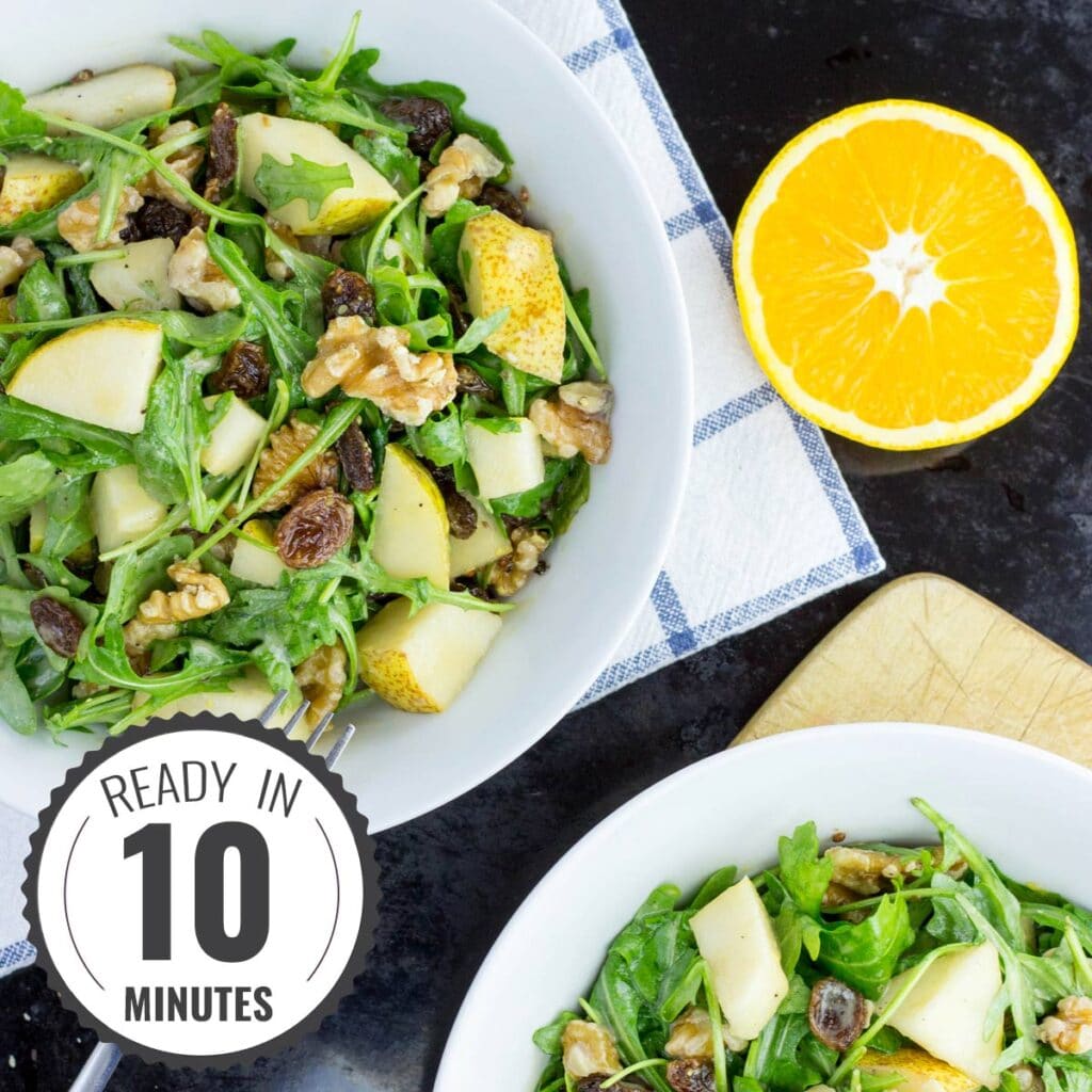 Easy Pear and Walnut Salad Recipe with Orange Dressing