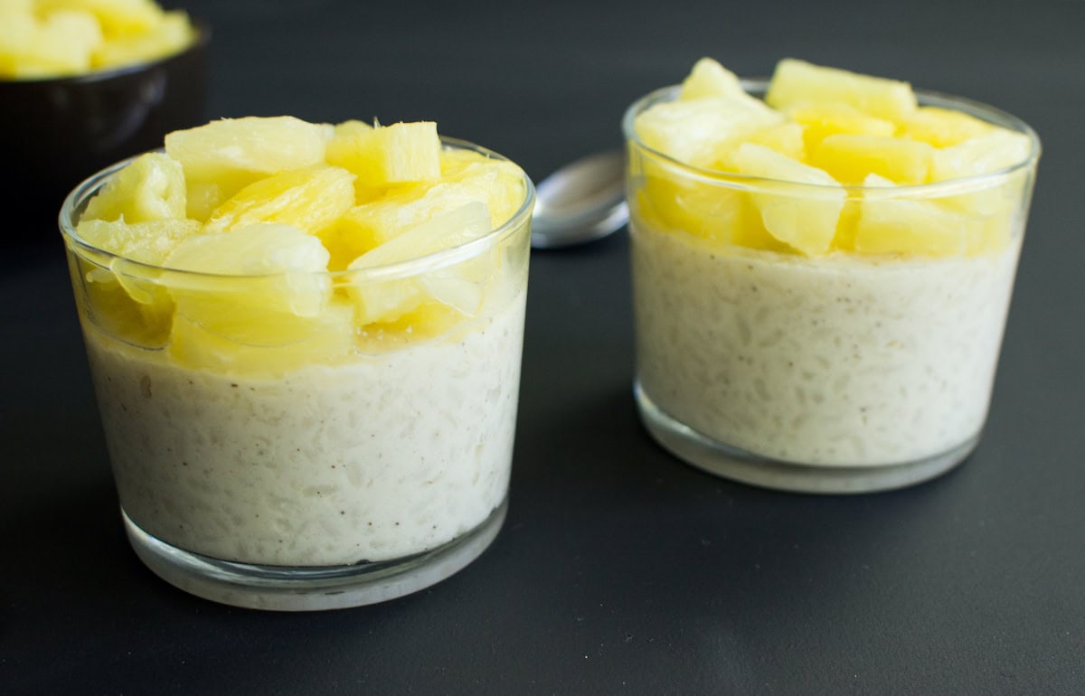 Two portions of our creamy coconutty rice puddings | Hurry The Food Up