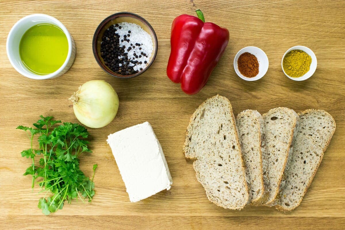 The ingredients for a tofu scramble are laid out on a table | Hurry The Food Up