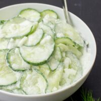 Grandma’s Creamy Cucumber Salad - Taste never gets old - cucumber salad is served #onion #salad | hurrythefoodup.com