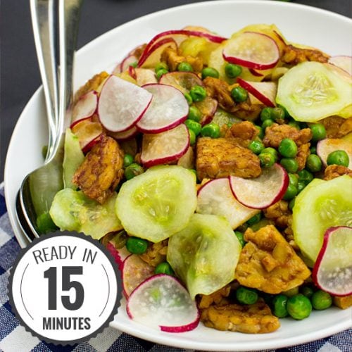 High-protein Tangy Tempeh Salad- Quick & Vegan| hurrythefoodup.com