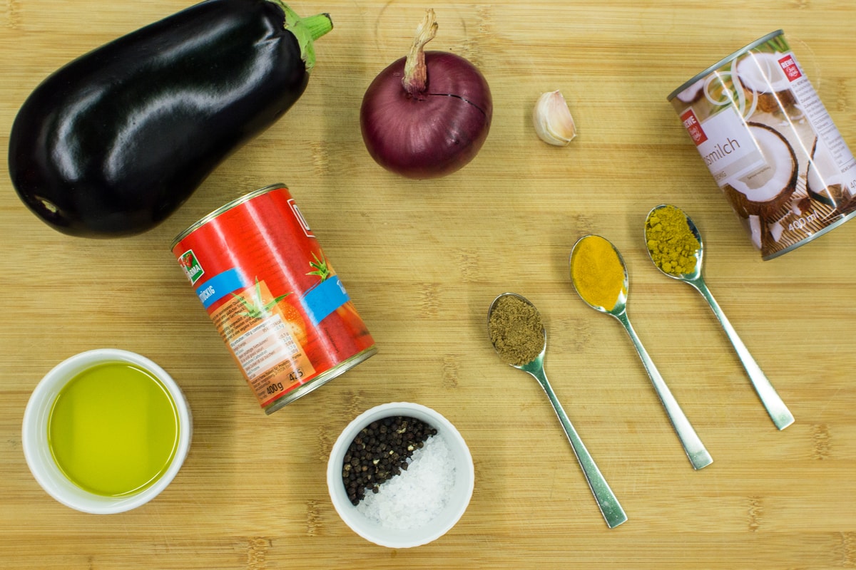 Mise en place for our amazing aubergine curry | Hurry The Food Up