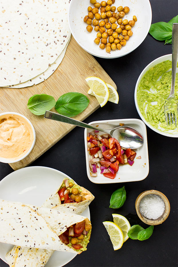 Pesto Wraps with Chickpeas - It's a Veg World After All®