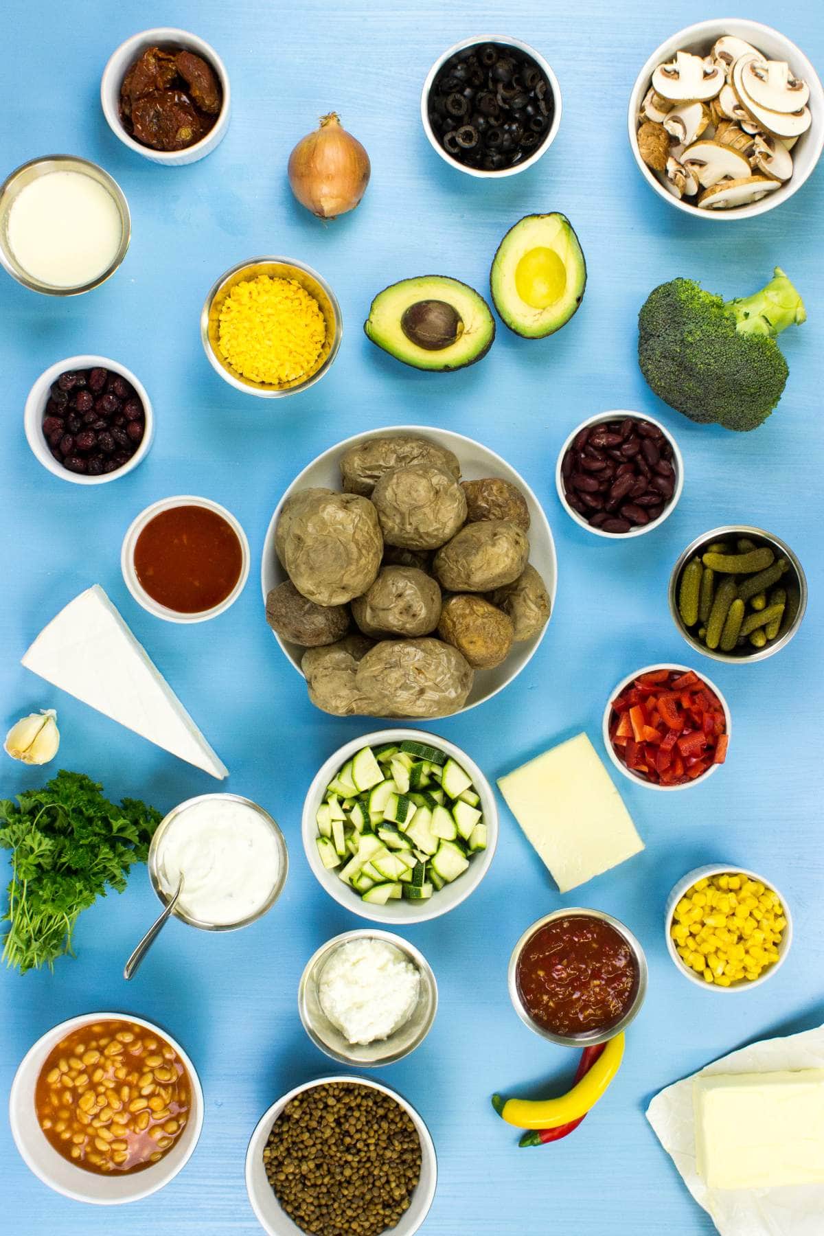 All the ingredients for jacket potato fillings | HurryTheFoodUp