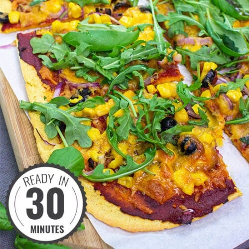 Simple Socca Pizza Recipe – gluten and grain-free, but still so indulgent | Hurry The Food Up