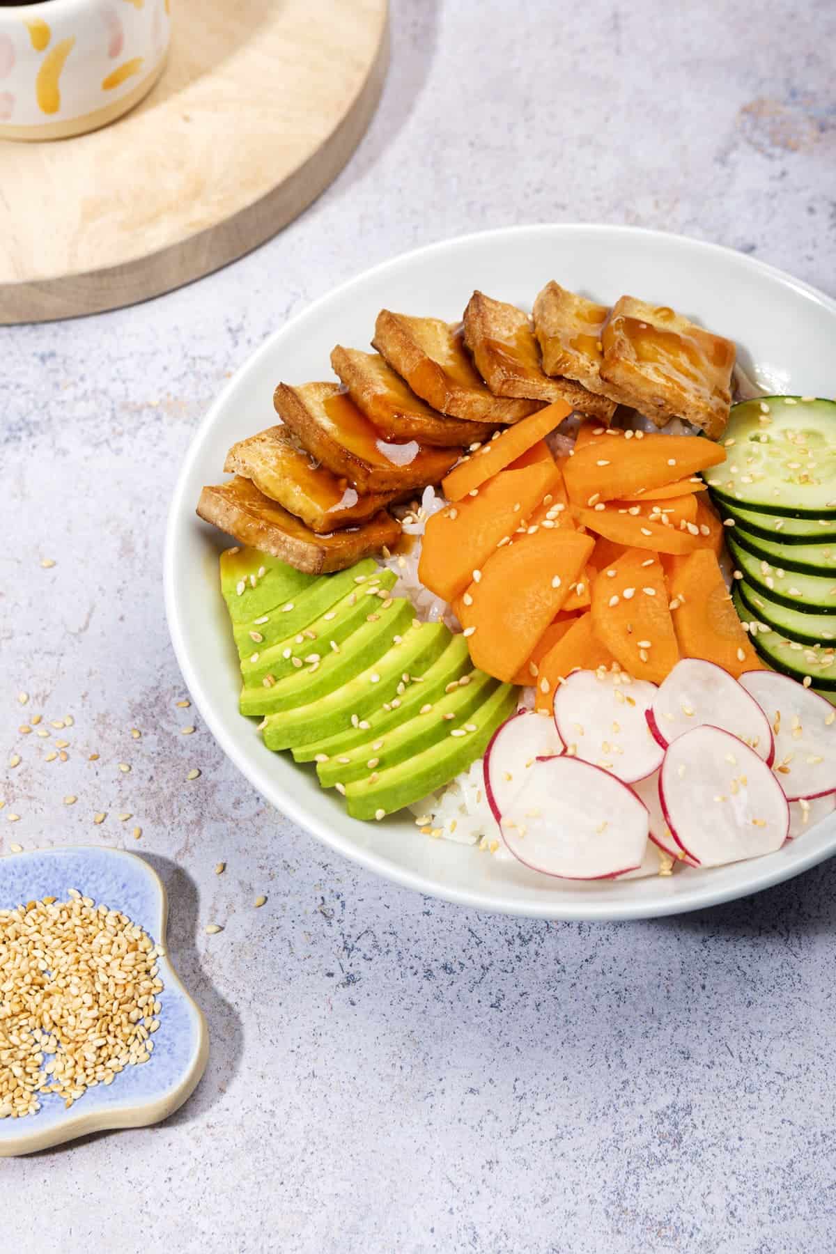 Healthy Vegan Poke Bowl with Sesame Tofu