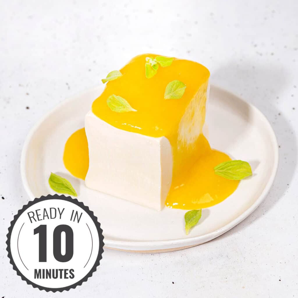 Japanese Silken Tofu Dessert with Mango Coulis (Vegan, 10 mins)