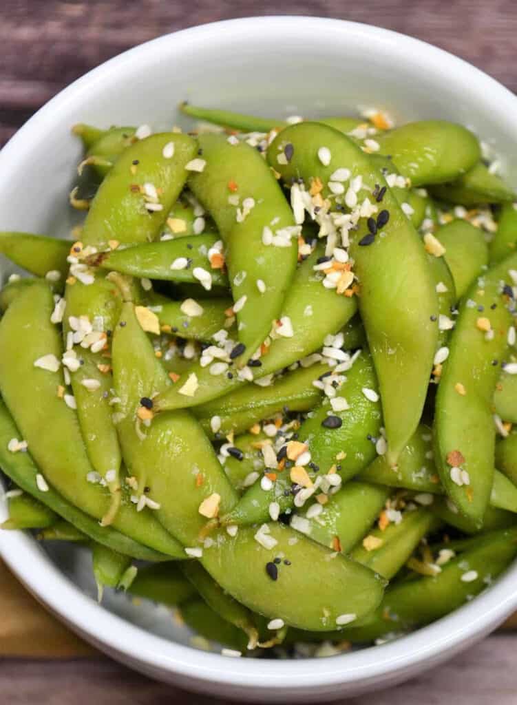 10 High Protein Vegan Snacks - Edamame Beans with Everything Bagel Seasoning | Hurry The Food Up