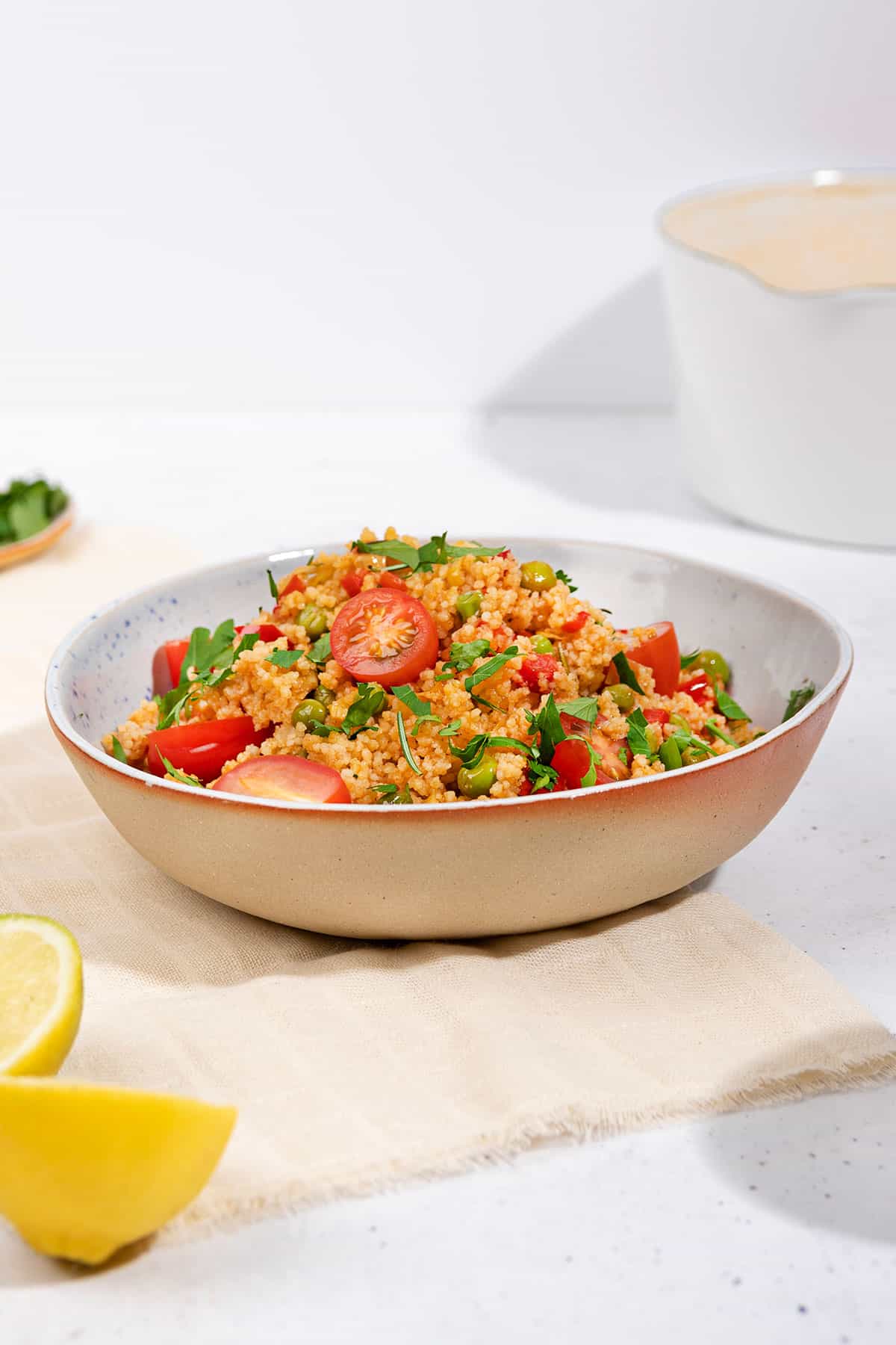 One Pan Mediterranean Couscous Bowl Hurry The Food Up