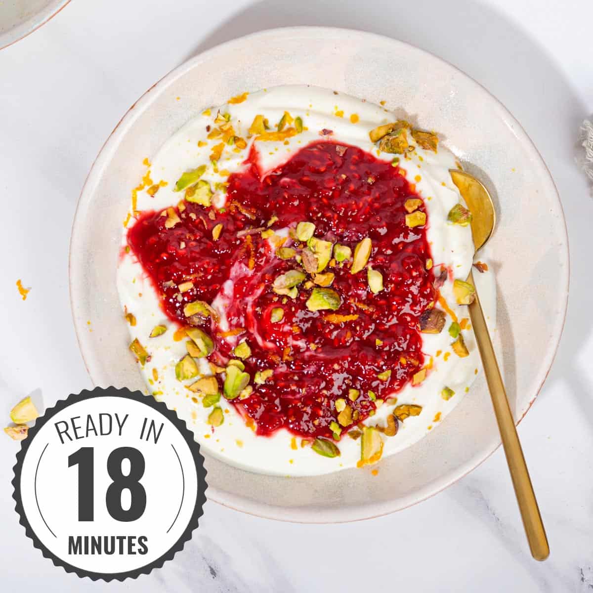 High Protein Yogurt Breakfast with Raspberry Compote