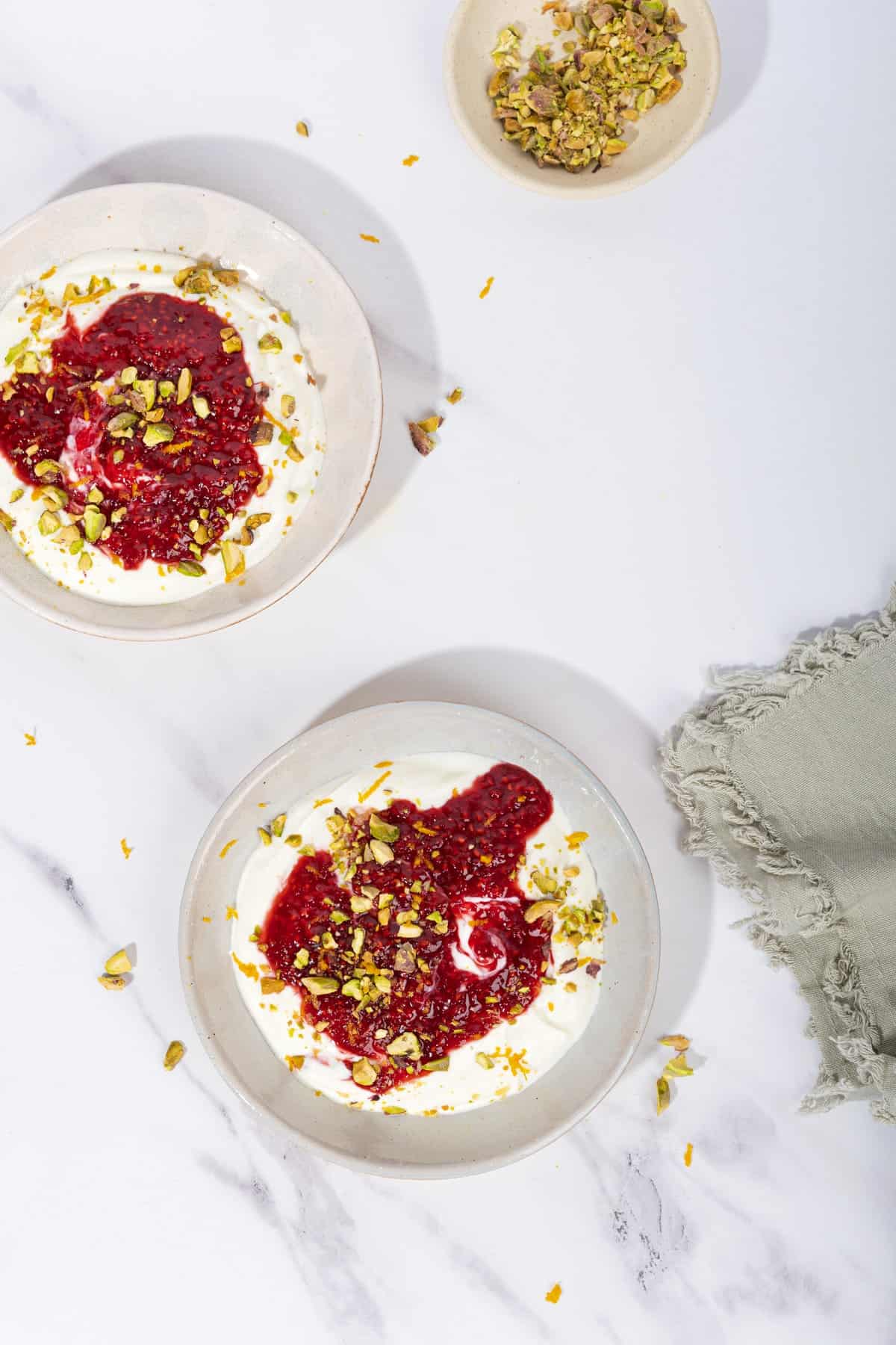 High Protein Yogurt Breakfast with Raspberry Compote