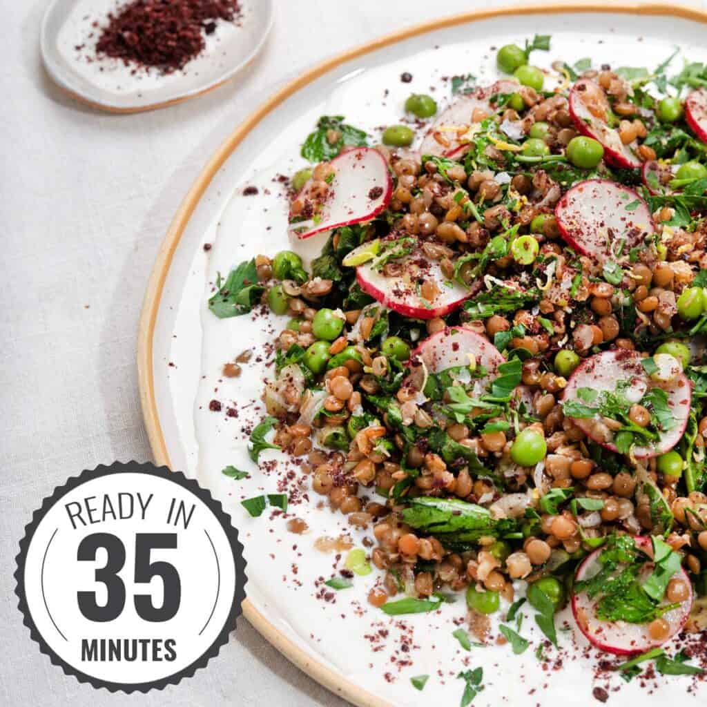 Vegetarian Spring Salad with Peas & Lentils (22g protein!)