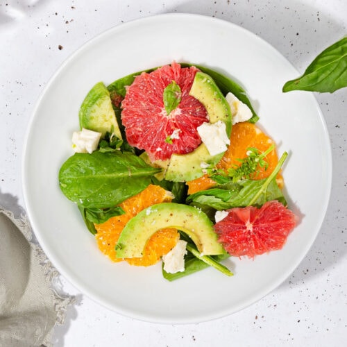 A birds eye view of avocado citrus salad | Hurry The Food Up