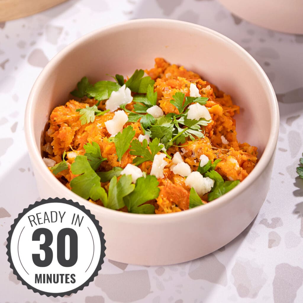 Cheesy Microwave Sweet Potato Mash (easy recipe!)