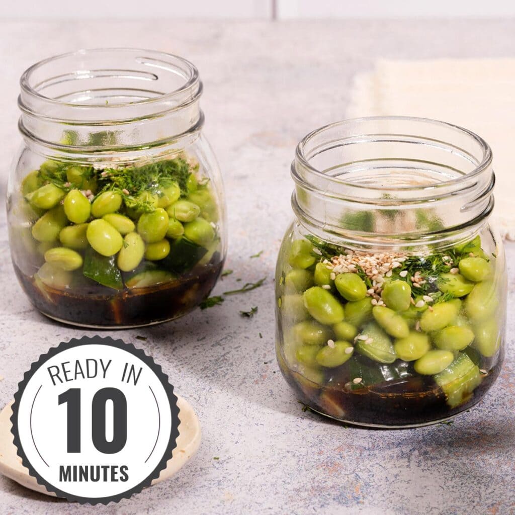 Smashed Cucumber and Edamame (vegan protein snack)