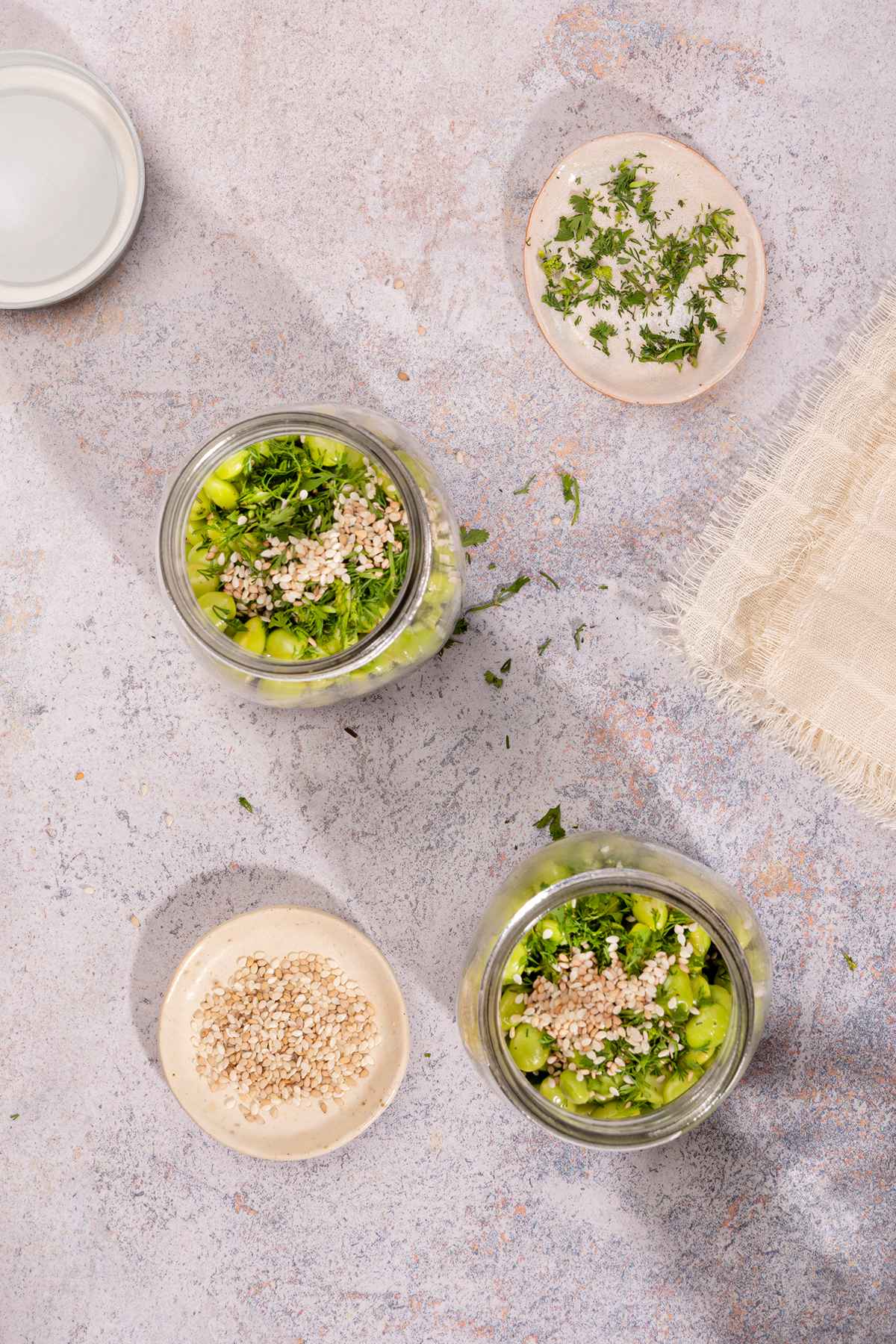 Smashed Cucumber and Edamame Snack Jars - That Vegan Babe