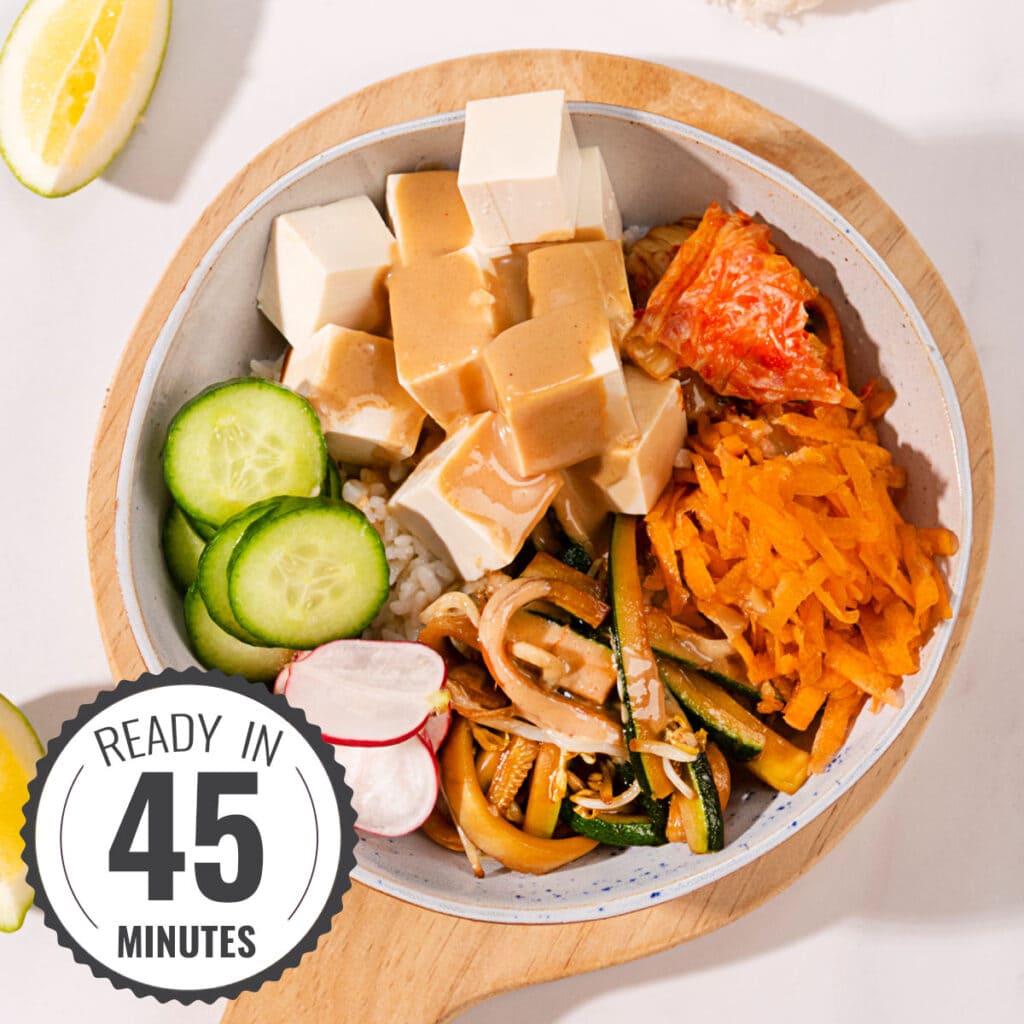 Korean Vegan Bibimbap Bowl (High-Protein Recipe!)