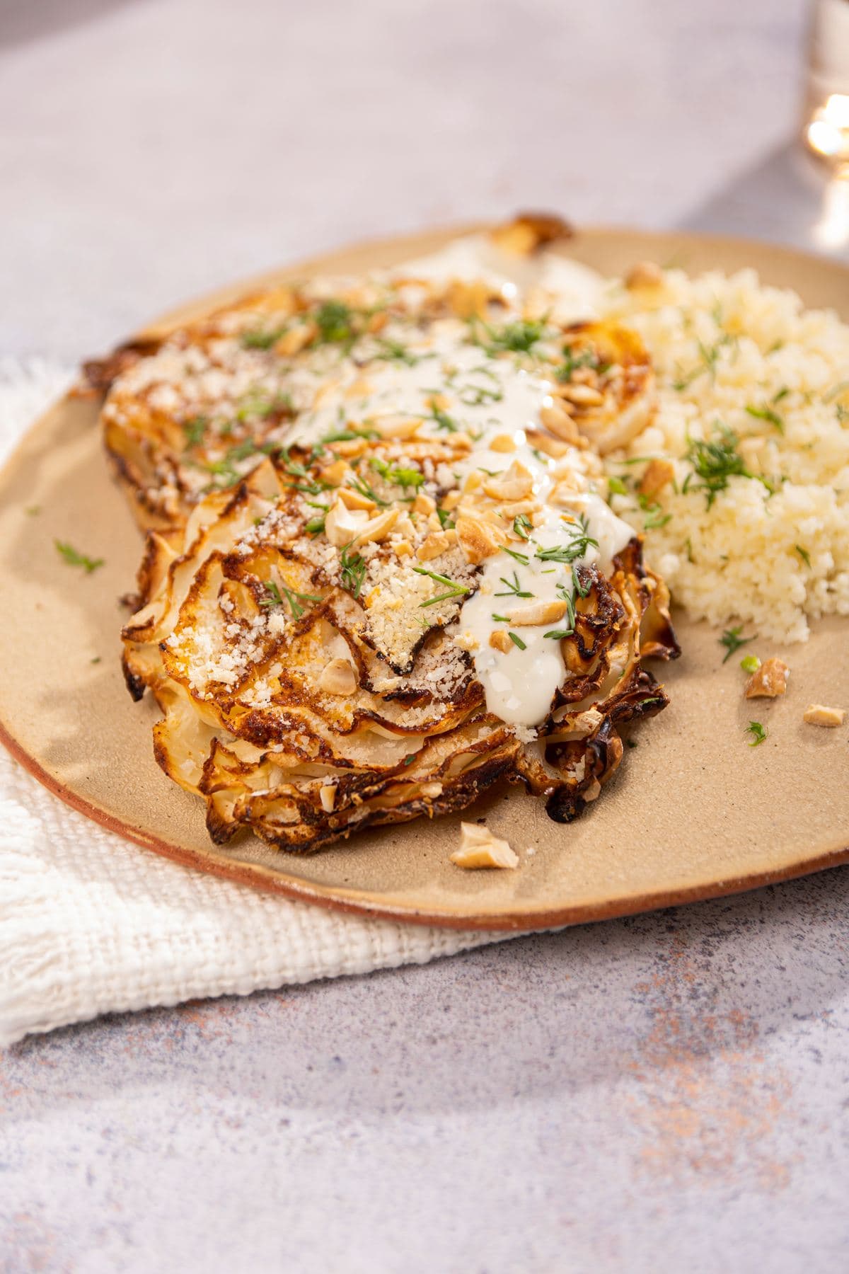 Saucy Roasted Cabbage Steaks (HighProtein Recipe)