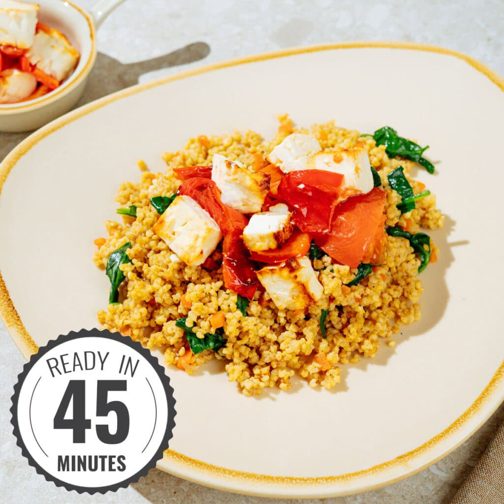 Easy High-Protein Millet Pilaf with Baked Feta