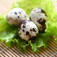Three quail eggs are on the lettuce leaf | Hurry The Food Up - 7