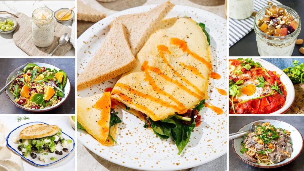 a collage of food on a plate