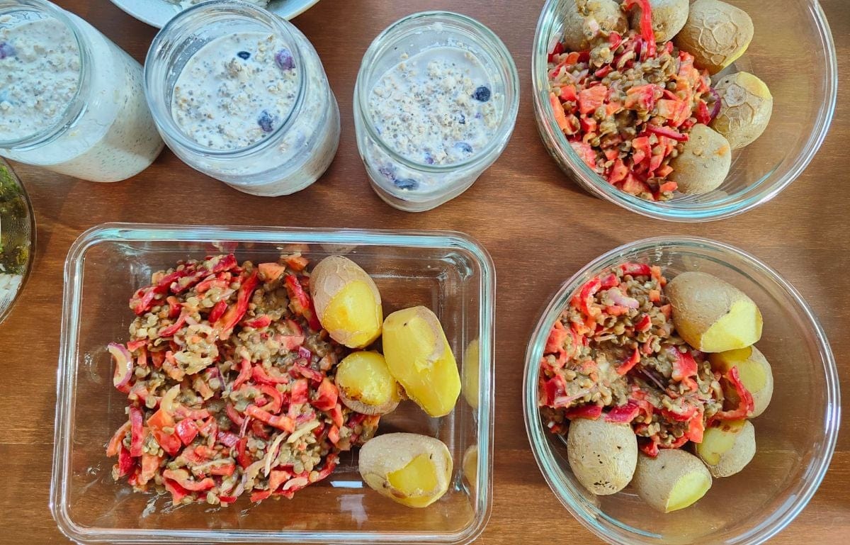 Turkish Lentil Salad with baked potaotes - done