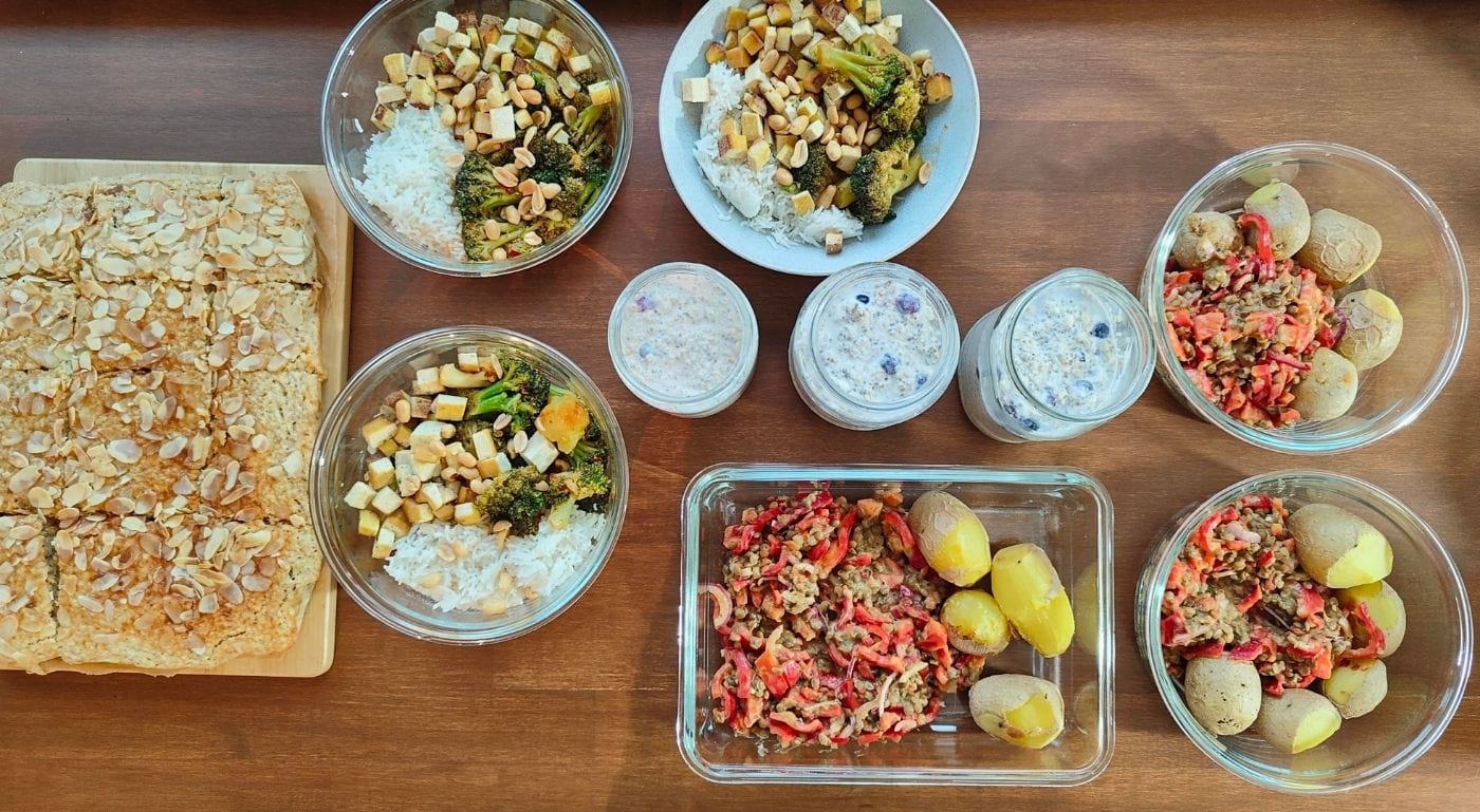The finished vegetarian High Protein Meal Prep