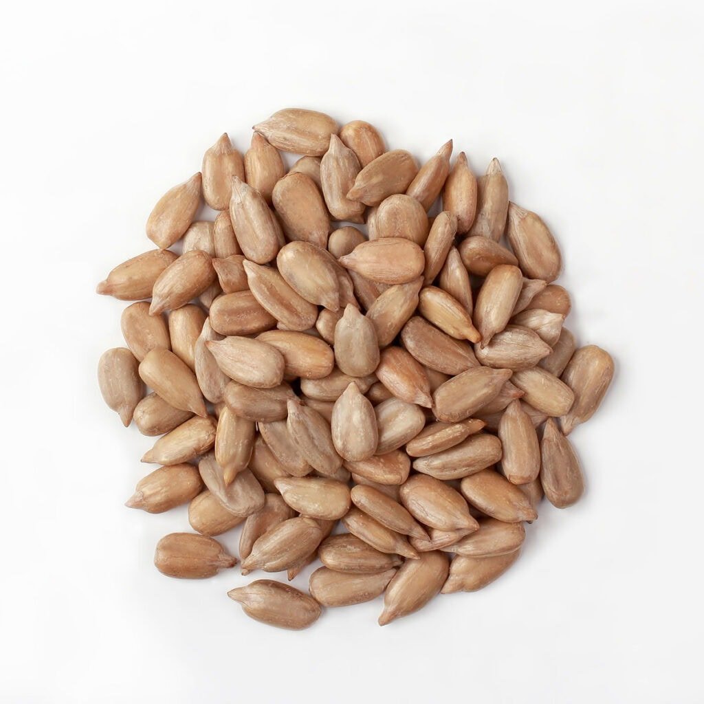 Sunflower seeds on white surface