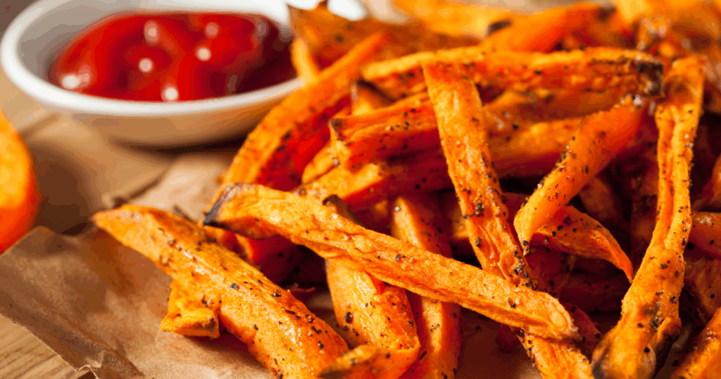 Vegetarian recipes with crispy baked “fries” made from vegetables