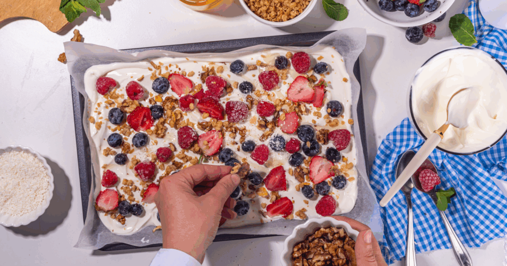 The frozen yogurt bark I make when I want something cold, sweet, and under 100 calories — ready in 10 minutes and better than anything from a shop